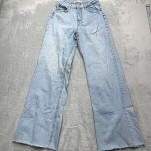 Zara Light Blue Wide-Leg Jeans: seem smaller than a 6, like a 4, no stretch.